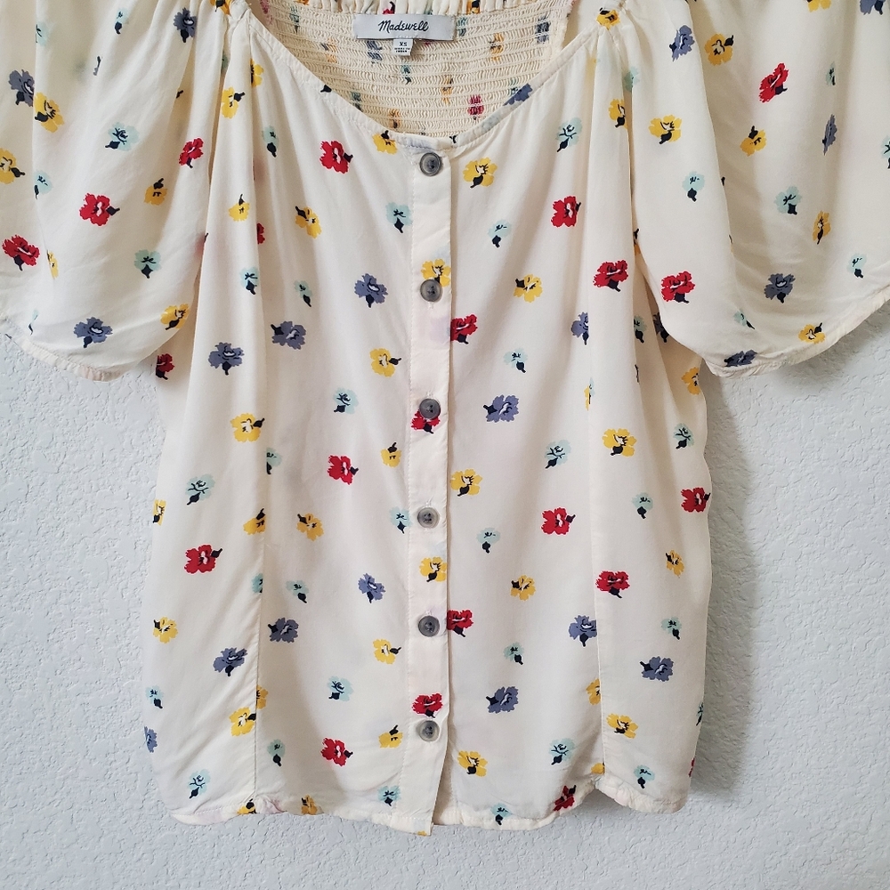 Madewell Floral Boho Cottagecore Viscose Seamed Button Down Shirt XS - Picture 10 of 16